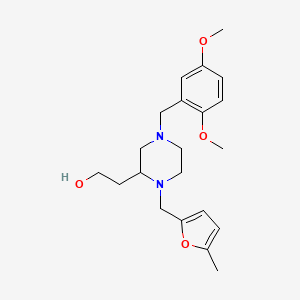 molecular formula C21H30N2O4 B6113544 2-{4-(2,5-dimethoxybenzyl)-1-[(5-methyl-2-furyl)methyl]-2-piperazinyl}ethanol 