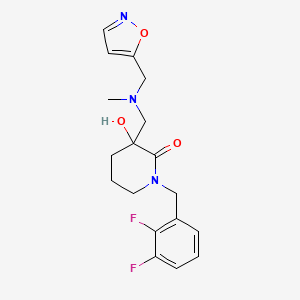 molecular formula C18H21F2N3O3 B6113552 1-(2,3-difluorobenzyl)-3-hydroxy-3-{[(5-isoxazolylmethyl)(methyl)amino]methyl}-2-piperidinone 