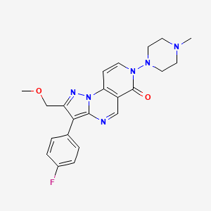 molecular formula C22H23FN6O2 B6113569 3-(4-fluorophenyl)-2-(methoxymethyl)-7-(4-methyl-1-piperazinyl)pyrazolo[1,5-a]pyrido[3,4-e]pyrimidin-6(7H)-one 