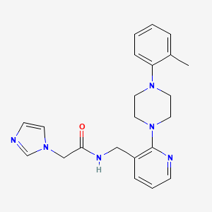 molecular formula C22H26N6O B6113591 2-(1H-imidazol-1-yl)-N-({2-[4-(2-methylphenyl)-1-piperazinyl]-3-pyridinyl}methyl)acetamide 