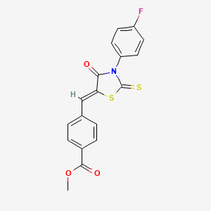 molecular formula C18H12FNO3S2 B6113618 methyl 4-{[3-(4-fluorophenyl)-4-oxo-2-thioxo-1,3-thiazolidin-5-ylidene]methyl}benzoate 