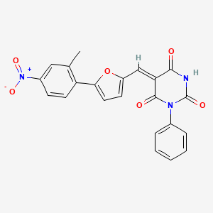 molecular formula C22H15N3O6 B6113639 5-{[5-(2-methyl-4-nitrophenyl)-2-furyl]methylene}-1-phenyl-2,4,6(1H,3H,5H)-pyrimidinetrione 