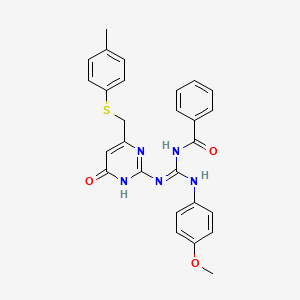 N-{[(4-methoxyphenyl)amino][(6-{[(4-methylphenyl)thio]methyl}-4-oxo-1,4-dihydro-2-pyrimidinyl)amino]methylene}benzamide