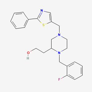 molecular formula C23H26FN3OS B6113648 2-{1-(2-fluorobenzyl)-4-[(2-phenyl-1,3-thiazol-5-yl)methyl]-2-piperazinyl}ethanol 