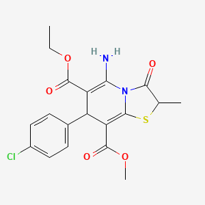 6-ethyl 8-methyl 5-amino-7-(4-chlorophenyl)-2-methyl-3-oxo-2,3-dihydro-7H-[1,3]thiazolo[3,2-a]pyridine-6,8-dicarboxylate