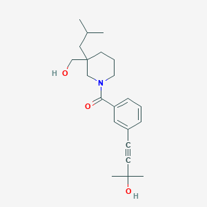 molecular formula C22H31NO3 B6113709 4-(3-{[3-(hydroxymethyl)-3-isobutyl-1-piperidinyl]carbonyl}phenyl)-2-methyl-3-butyn-2-ol 