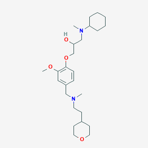 molecular formula C26H44N2O4 B6113785 1-[cyclohexyl(methyl)amino]-3-[2-methoxy-4-({methyl[2-(tetrahydro-2H-pyran-4-yl)ethyl]amino}methyl)phenoxy]-2-propanol 