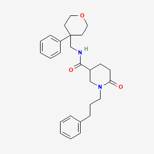 molecular formula C27H34N2O3 B6113799 6-oxo-1-(3-phenylpropyl)-N-[(4-phenyltetrahydro-2H-pyran-4-yl)methyl]-3-piperidinecarboxamide 