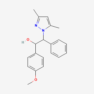 molecular formula C20H22N2O2 B6113844 2-(3,5-dimethyl-1H-pyrazol-1-yl)-1-(4-methoxyphenyl)-2-phenylethanol 