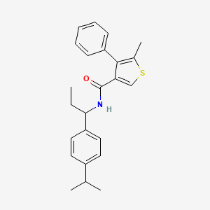 molecular formula C24H27NOS B6113878 N-[1-(4-isopropylphenyl)propyl]-5-methyl-4-phenyl-3-thiophenecarboxamide 