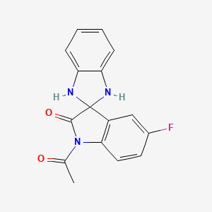 molecular formula C16H12FN3O2 B6113890 1'-acetyl-5'-fluoro-1,3-dihydrospiro[benzimidazole-2,3'-indol]-2'(1'H)-one CAS No. 93500-63-1