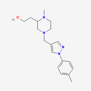 molecular formula C18H26N4O B6113903 2-(1-methyl-4-{[1-(4-methylphenyl)-1H-pyrazol-4-yl]methyl}-2-piperazinyl)ethanol trifluoroacetate (salt) 