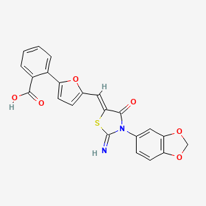 2-(5-{[3-(1,3-benzodioxol-5-yl)-2-imino-4-oxo-1,3-thiazolidin-5-ylidene]methyl}-2-furyl)benzoic acid
