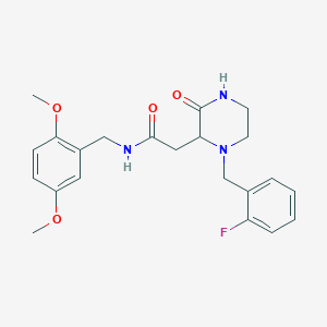 molecular formula C22H26FN3O4 B6113993 N-(2,5-dimethoxybenzyl)-2-[1-(2-fluorobenzyl)-3-oxo-2-piperazinyl]acetamide 