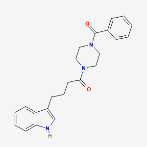 molecular formula C23H25N3O2 B6114050 3-[4-(4-benzoyl-1-piperazinyl)-4-oxobutyl]-1H-indole 