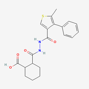 molecular formula C20H22N2O4S B6114059 2-({2-[(5-methyl-4-phenyl-3-thienyl)carbonyl]hydrazino}carbonyl)cyclohexanecarboxylic acid 