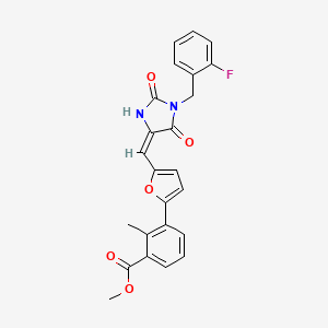 molecular formula C24H19FN2O5 B6114084 methyl 3-(5-{[1-(2-fluorobenzyl)-2,5-dioxo-4-imidazolidinylidene]methyl}-2-furyl)-2-methylbenzoate 