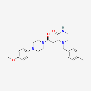 molecular formula C25H32N4O3 B6114101 3-{2-[4-(4-methoxyphenyl)-1-piperazinyl]-2-oxoethyl}-4-(4-methylbenzyl)-2-piperazinone 