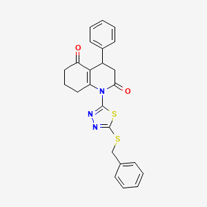 molecular formula C24H21N3O2S2 B6114154 1-[5-(benzylthio)-1,3,4-thiadiazol-2-yl]-4-phenyl-4,6,7,8-tetrahydroquinoline-2,5(1H,3H)-dione 