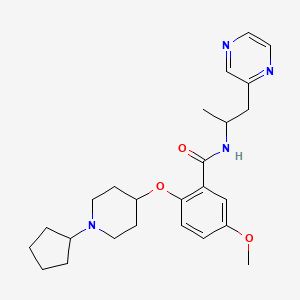 2-[(1-cyclopentyl-4-piperidinyl)oxy]-5-methoxy-N-[1-methyl-2-(2-pyrazinyl)ethyl]benzamide