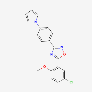 molecular formula C19H14ClN3O2 B6114171 5-(5-chloro-2-methoxyphenyl)-3-[4-(1H-pyrrol-1-yl)phenyl]-1,2,4-oxadiazole 