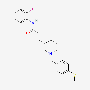 molecular formula C22H27FN2OS B6114208 N-(2-fluorophenyl)-3-{1-[4-(methylthio)benzyl]-3-piperidinyl}propanamide 