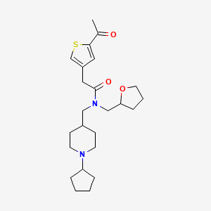 molecular formula C24H36N2O3S B6114226 2-(5-acetyl-3-thienyl)-N-[(1-cyclopentyl-4-piperidinyl)methyl]-N-(tetrahydro-2-furanylmethyl)acetamide 