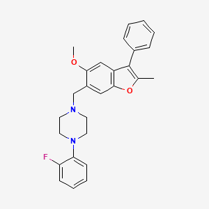 molecular formula C27H27FN2O2 B6114250 1-(2-fluorophenyl)-4-[(5-methoxy-2-methyl-3-phenyl-1-benzofuran-6-yl)methyl]piperazine 