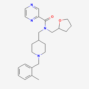 N-{[1-(2-methylbenzyl)-4-piperidinyl]methyl}-N-(tetrahydro-2-furanylmethyl)-2-pyrazinecarboxamide