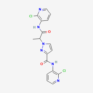 molecular formula C17H14Cl2N6O2 B6114298 N-(2-chloro-3-pyridinyl)-1-{2-[(2-chloro-3-pyridinyl)amino]-1-methyl-2-oxoethyl}-1H-pyrazole-3-carboxamide 