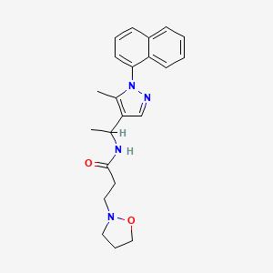 molecular formula C22H26N4O2 B6114336 3-(2-isoxazolidinyl)-N-{1-[5-methyl-1-(1-naphthyl)-1H-pyrazol-4-yl]ethyl}propanamide 