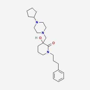 molecular formula C24H37N3O2 B6114340 3-[(4-cyclopentyl-1-piperazinyl)methyl]-3-hydroxy-1-(3-phenylpropyl)-2-piperidinone 