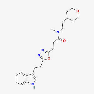 3-{5-[2-(1H-indol-3-yl)ethyl]-1,3,4-oxadiazol-2-yl}-N-methyl-N-[2-(tetrahydro-2H-pyran-4-yl)ethyl]propanamide