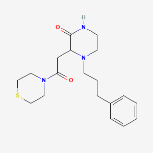 3-[2-oxo-2-(4-thiomorpholinyl)ethyl]-4-(3-phenylpropyl)-2-piperazinone