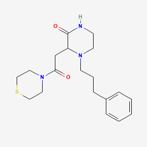 molecular formula C19H27N3O2S B6114359 3-[2-oxo-2-(4-thiomorpholinyl)ethyl]-4-(3-phenylpropyl)-2-piperazinone 