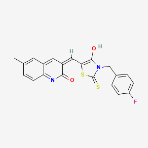 molecular formula C21H15FN2O2S2 B6114384 3-{[3-(4-fluorobenzyl)-4-oxo-2-thioxo-1,3-thiazolidin-5-ylidene]methyl}-6-methyl-2(1H)-quinolinone 
