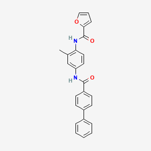 molecular formula C25H20N2O3 B6114395 N-{4-[(4-biphenylylcarbonyl)amino]-2-methylphenyl}-2-furamide 