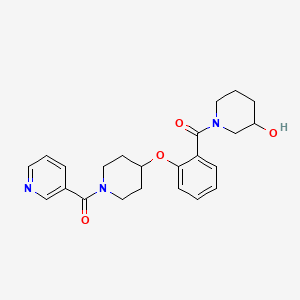 molecular formula C23H27N3O4 B6114456 1-(2-{[1-(3-pyridinylcarbonyl)-4-piperidinyl]oxy}benzoyl)-3-piperidinol 