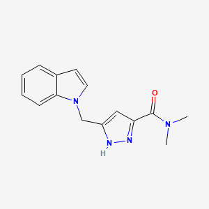 molecular formula C15H16N4O B6114462 5-(1H-indol-1-ylmethyl)-N,N-dimethyl-1H-pyrazole-3-carboxamide 