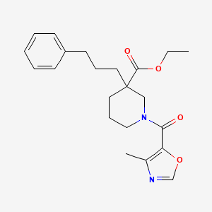 molecular formula C22H28N2O4 B6114488 ethyl 1-[(4-methyl-1,3-oxazol-5-yl)carbonyl]-3-(3-phenylpropyl)-3-piperidinecarboxylate 