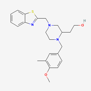 molecular formula C23H29N3O2S B6114507 2-[4-(1,3-benzothiazol-2-ylmethyl)-1-(4-methoxy-3-methylbenzyl)-2-piperazinyl]ethanol 