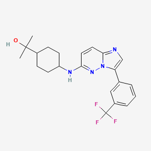 molecular formula C22H25F3N4O B611452 2-((1r,4r)-4-((3-(3-(Trifluoromethyl)phenyl)imidazo[1,2-b]pyridazin-6-yl)amino)cyclohexyl)propan-2-ol CAS No. 1361951-15-6