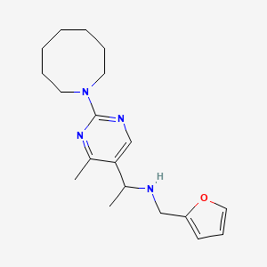 molecular formula C19H28N4O B6114520 1-[2-(1-azocanyl)-4-methyl-5-pyrimidinyl]-N-(2-furylmethyl)ethanamine 