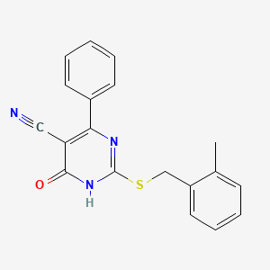 molecular formula C19H15N3OS B6114547 2-[(2-methylbenzyl)thio]-6-oxo-4-phenyl-1,6-dihydro-5-pyrimidinecarbonitrile 