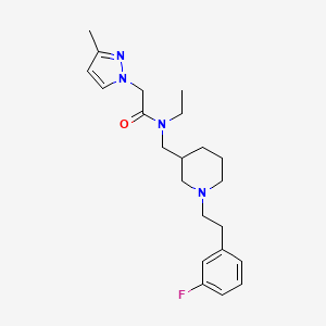 molecular formula C22H31FN4O B6114554 N-ethyl-N-({1-[2-(3-fluorophenyl)ethyl]-3-piperidinyl}methyl)-2-(3-methyl-1H-pyrazol-1-yl)acetamide 