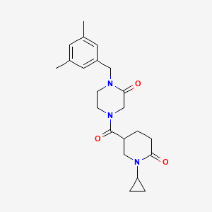 4-[(1-cyclopropyl-6-oxo-3-piperidinyl)carbonyl]-1-(3,5-dimethylbenzyl)-2-piperazinone