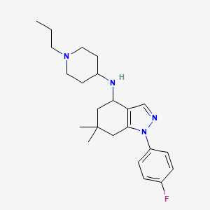 molecular formula C23H33FN4 B6114572 1-(4-fluorophenyl)-6,6-dimethyl-N-(1-propyl-4-piperidinyl)-4,5,6,7-tetrahydro-1H-indazol-4-amine 