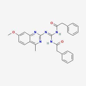 molecular formula C27H25N5O3 B6114573 N,N'-{[(7-methoxy-4-methyl-2-quinazolinyl)amino]methylylidene}bis(2-phenylacetamide) 