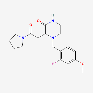 molecular formula C18H24FN3O3 B6114574 4-(2-fluoro-4-methoxybenzyl)-3-[2-oxo-2-(1-pyrrolidinyl)ethyl]-2-piperazinone 