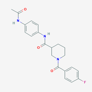 molecular formula C21H22FN3O3 B6114603 N-[4-(acetylamino)phenyl]-1-(4-fluorobenzoyl)-3-piperidinecarboxamide 